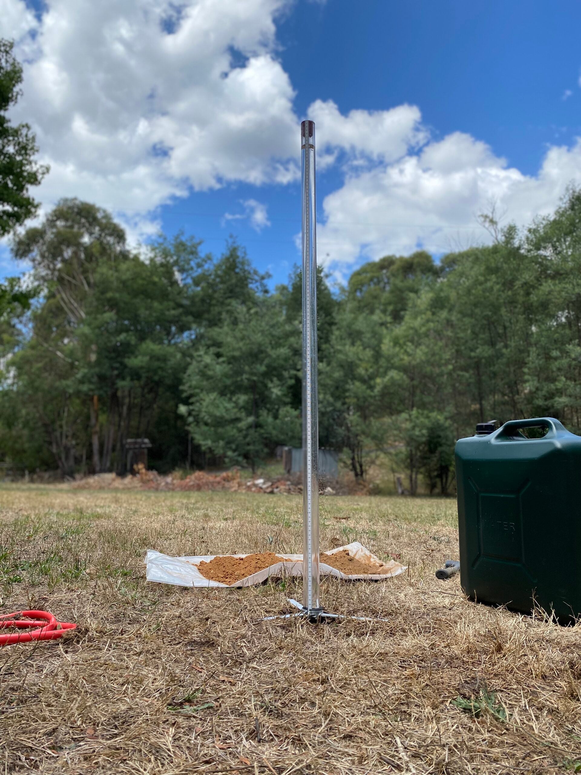 Land capability assessment field equipment on a Victorian hillside