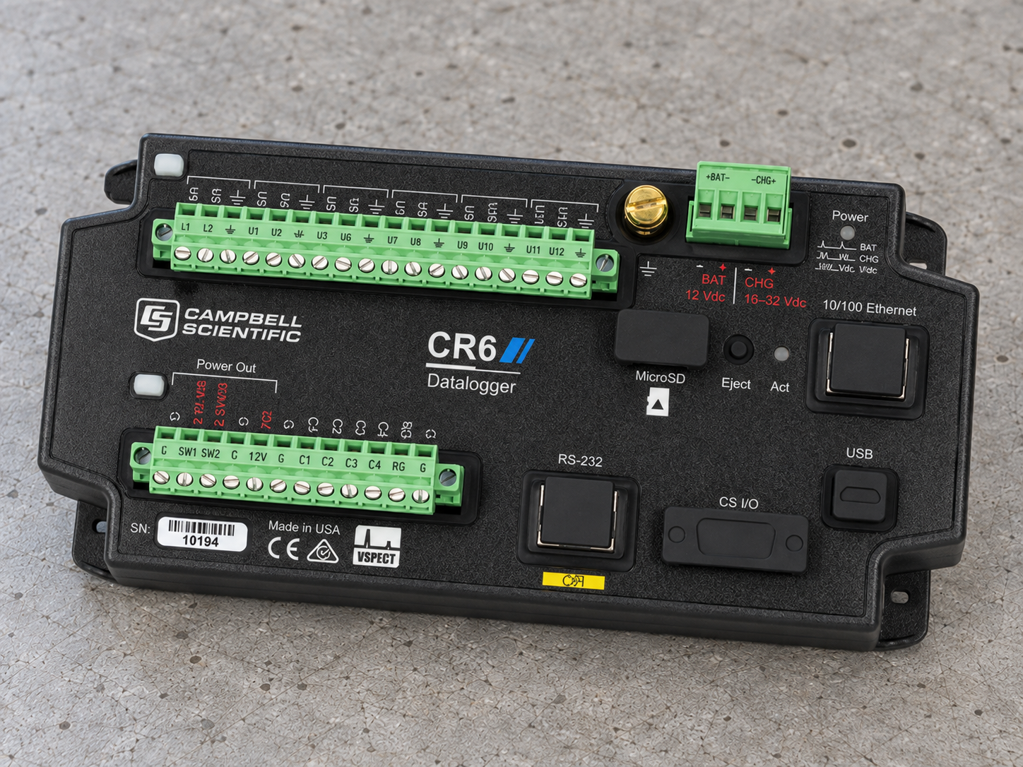Campbell Scientific CR6 data logger on concrete pavement