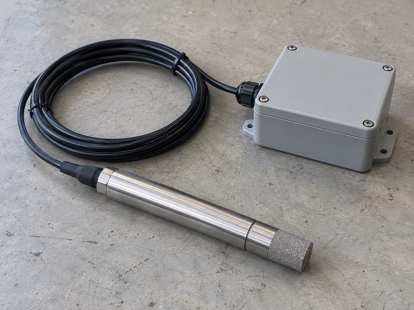 Groundwater monitoring probe with cable and enclosure